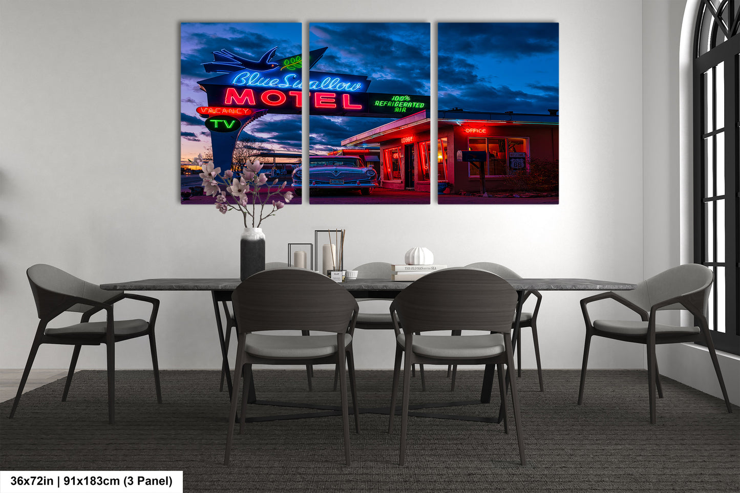 Route 66 Sign - Blue Swallow Motel - Iconic Route 66 Photo: Americana Neon Sign Photography Print - New Mexico Road Trip Wall Art