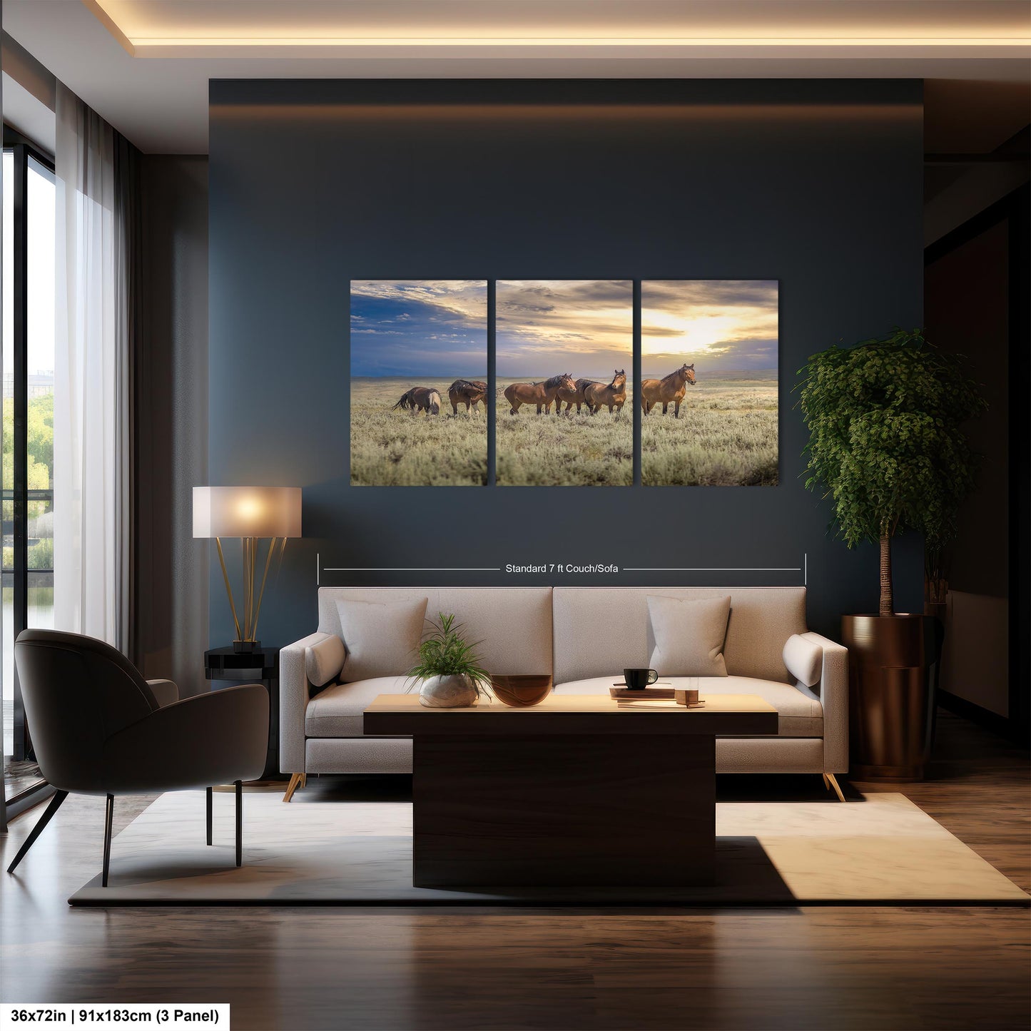 Wyoming Wild Horses Wall Art Print, Wild Mustang Photo, Wildlife Canvas, Cowboy Old West Decor for Home, Living Room, Bedroom Office