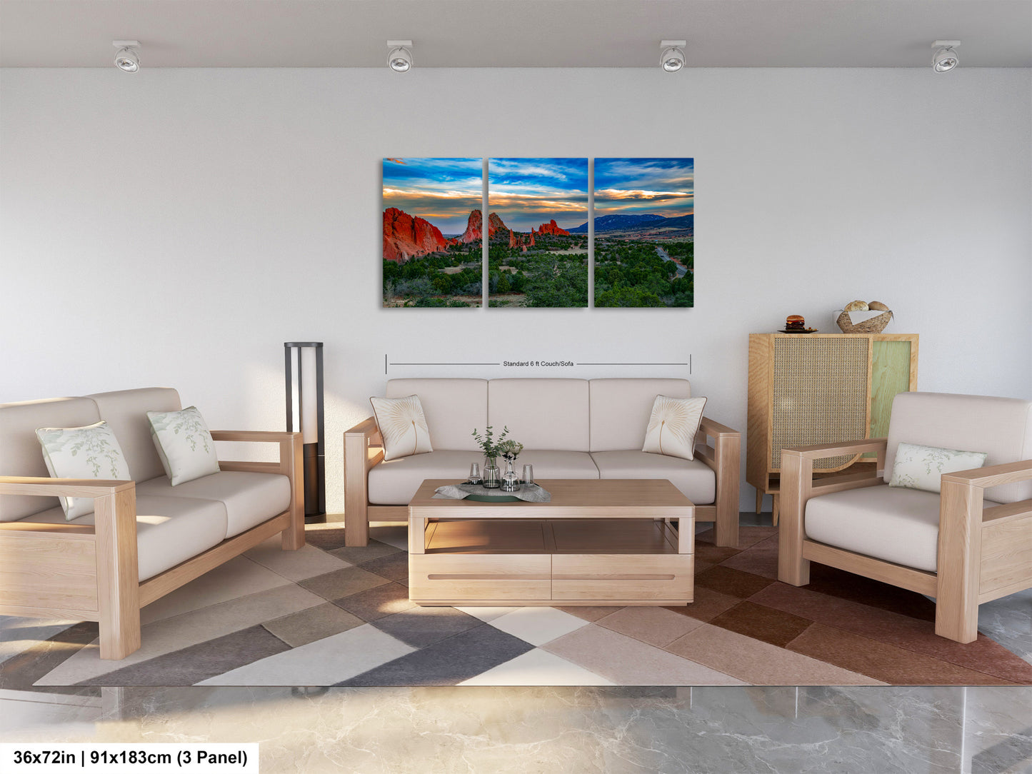 Colorado Springs Garden of the god's, landscape wall art, Garden of god's art, office decor, colorado gifts, triptych, mountain decor