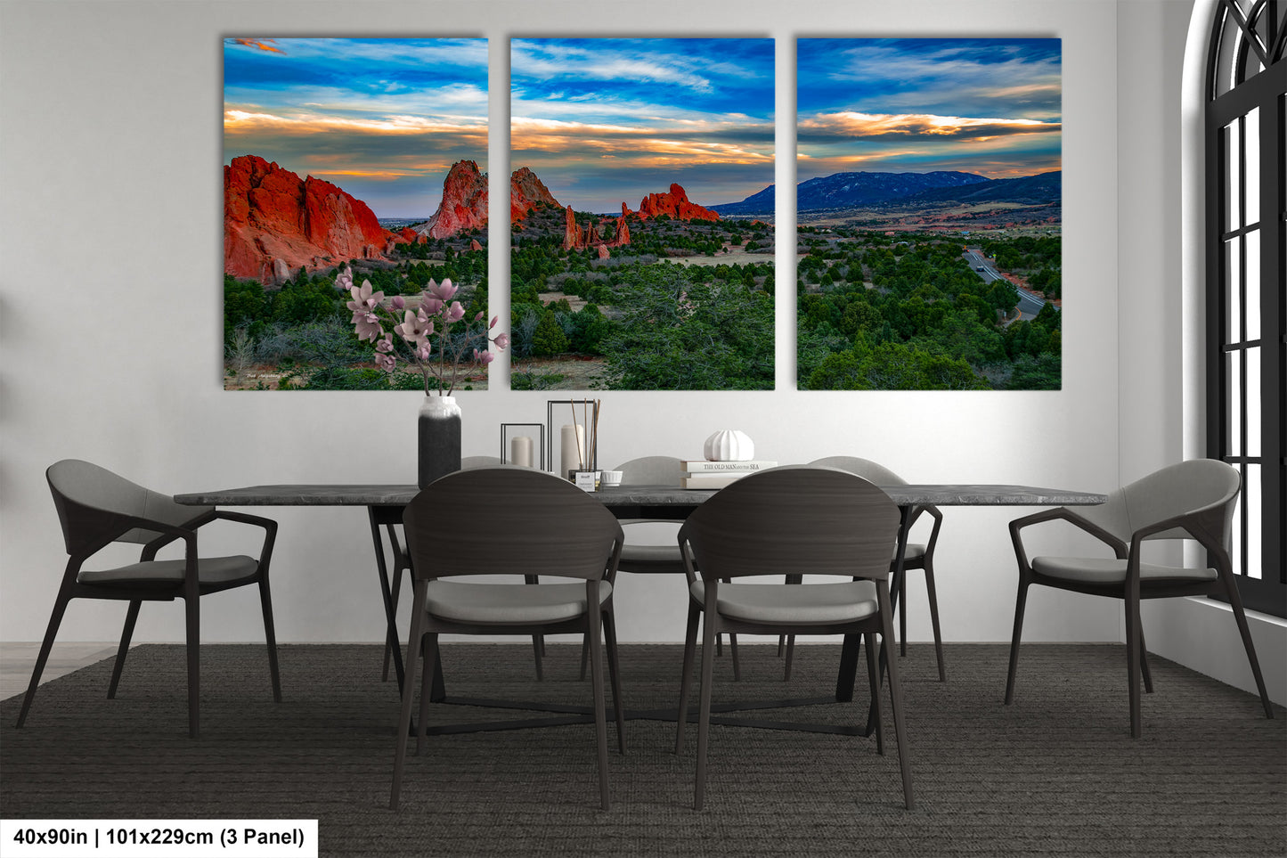 Colorado Springs Garden of the god's, landscape wall art, Garden of god's art, office decor, colorado gifts, triptych, mountain decor