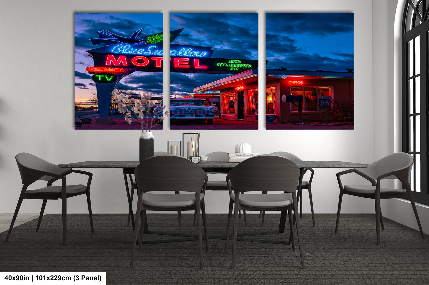 Route 66 Sign - Blue Swallow Motel - Iconic Route 66 Photo: Americana Neon Sign Photography Print - New Mexico Road Trip Wall Art