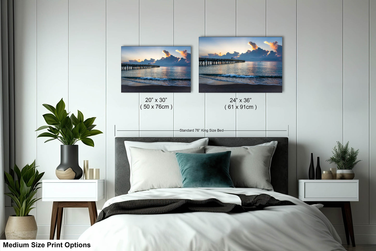 Sunrise at Lake Worth Beach and Pier Photograph Fine Art Print Canvas Acrylic Metal Wall Decor