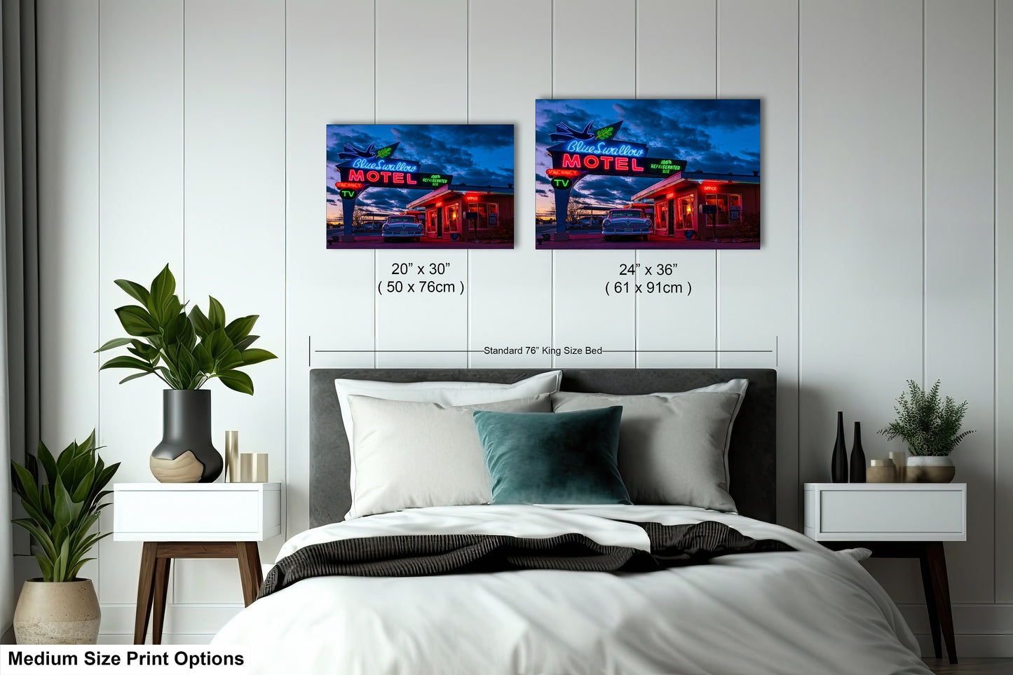 Route 66 Sign - Blue Swallow Motel - Iconic Route 66 Photo: Americana Neon Sign Photography Print - New Mexico Road Trip Wall Art