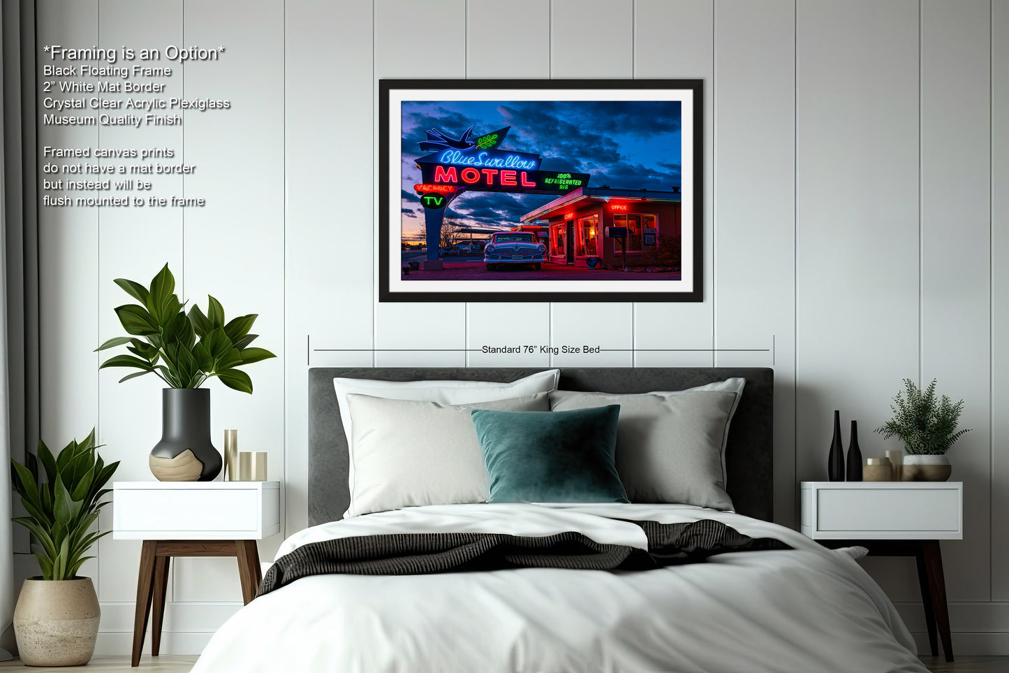 Route 66 Sign - Blue Swallow Motel - Iconic Route 66 Photo: Americana Neon Sign Photography Print - New Mexico Road Trip Wall Art