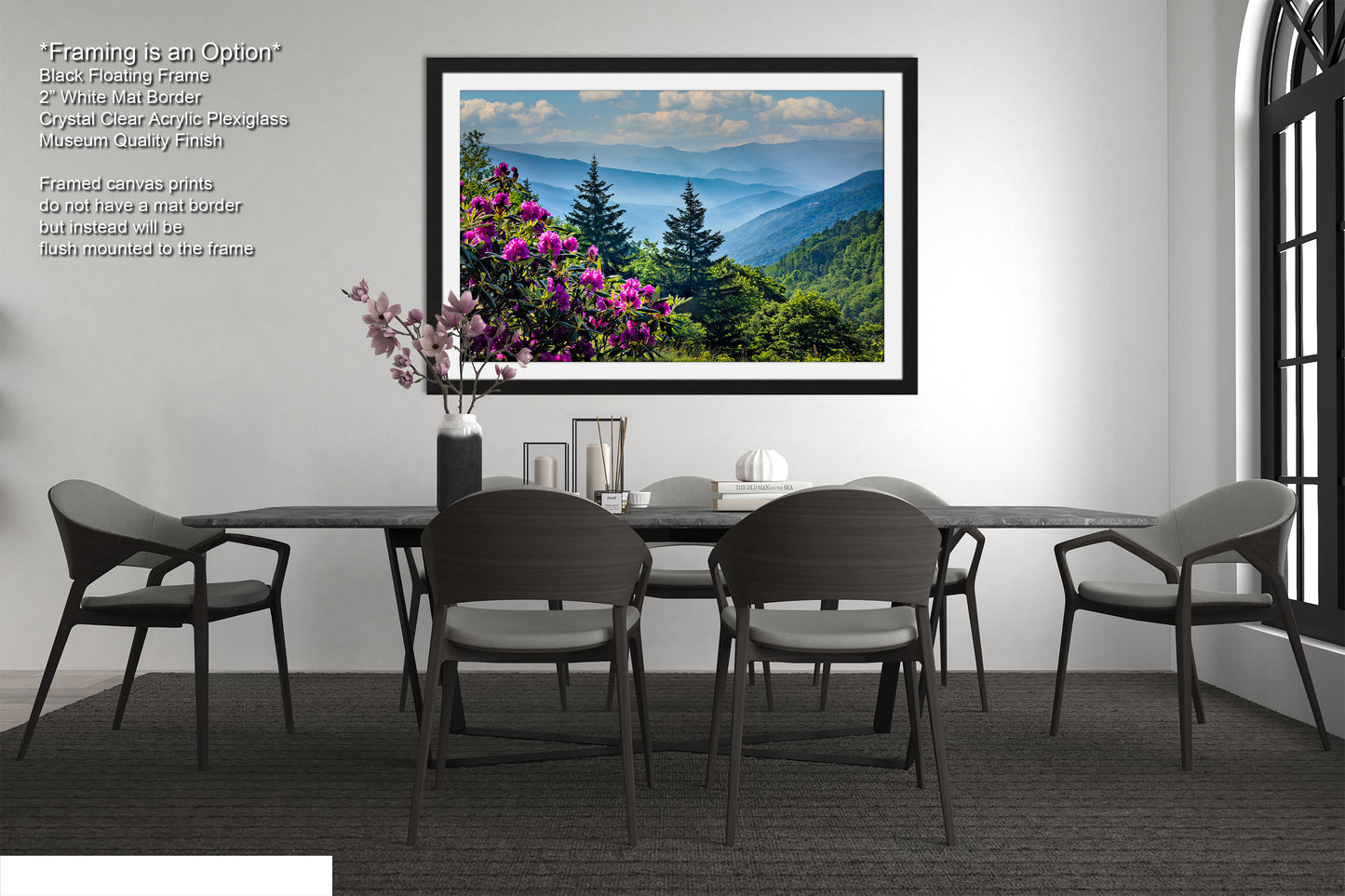 Blue Ridge Mountains and Rhododendrons, Blue Ridge Parkway, North Carolina, Photography wall art