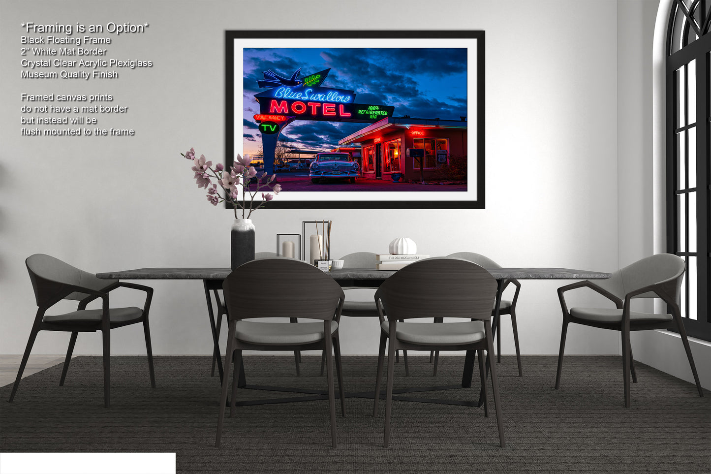 Route 66 Sign - Blue Swallow Motel - Iconic Route 66 Photo: Americana Neon Sign Photography Print - New Mexico Road Trip Wall Art