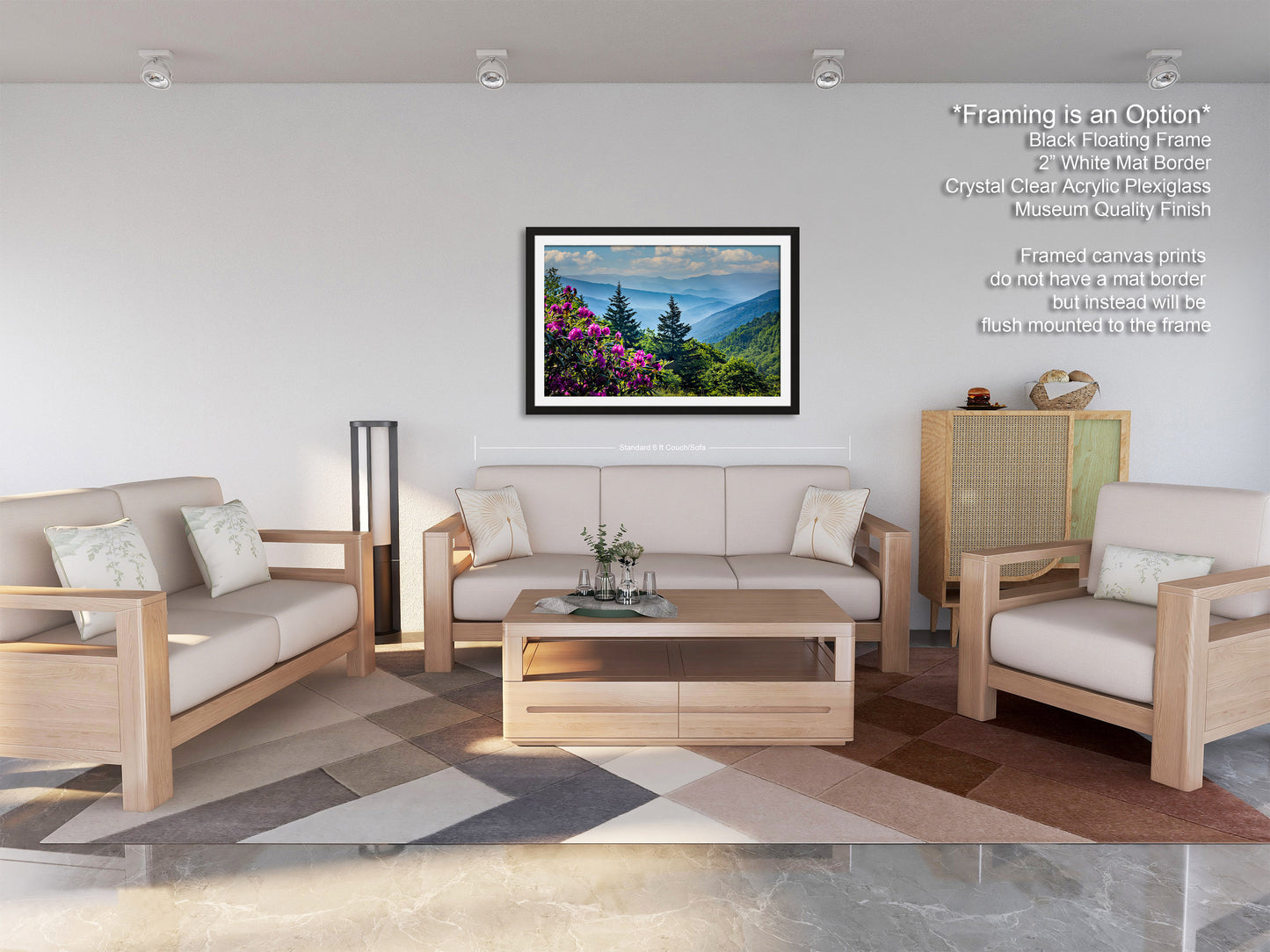 Blue Ridge Mountains and Rhododendrons, Blue Ridge Parkway, North Carolina, Photography wall art