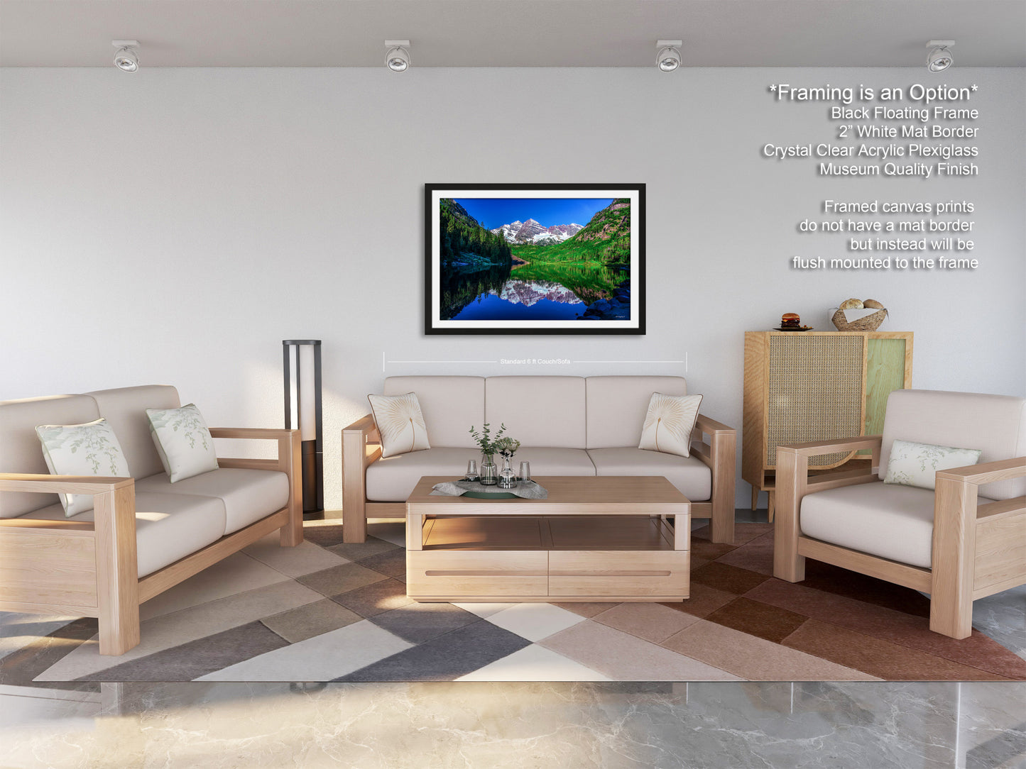Reflections of Maroon Bells in spring, Aspen Colorado artwork, mountain lake, nature wall art, triptych, office decor,