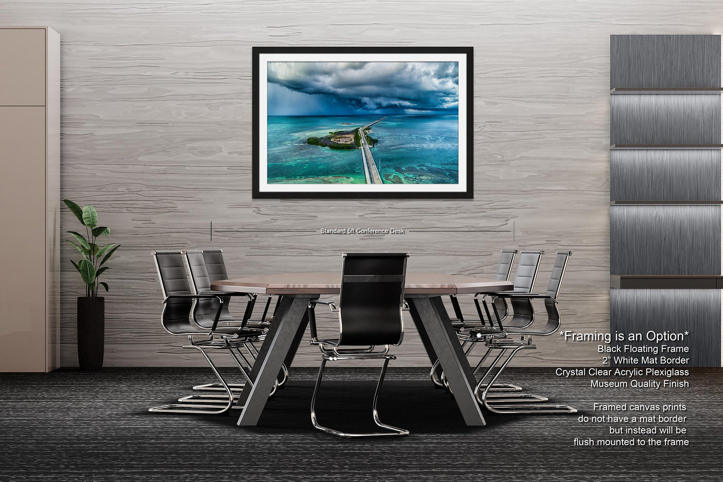 Seven Mile Bridge Wall Art - Florida Keys Stormy Ocean Landscape Print - Coastal Scenic Canvas Decor for Home & Office