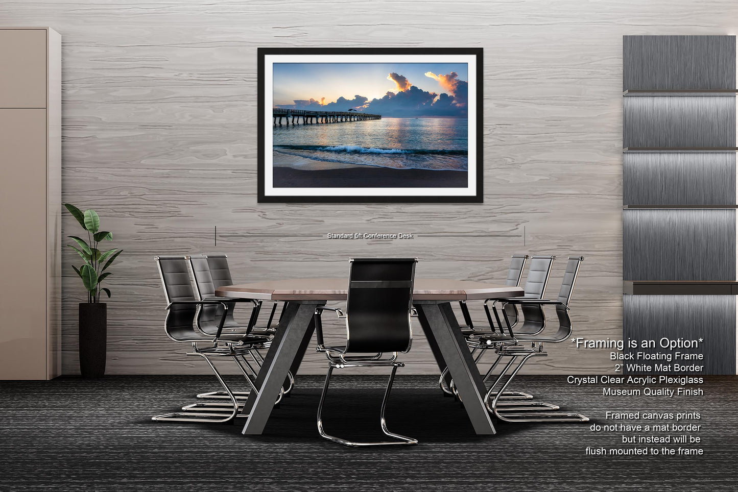 Sunrise at Lake Worth Beach and Pier Photograph Fine Art Print Canvas Acrylic Metal Wall Decor