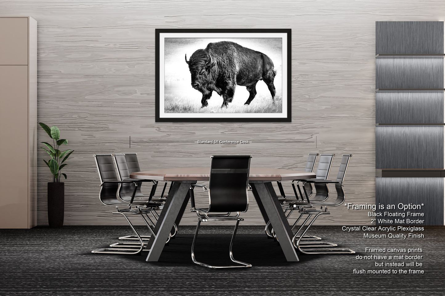 American Buffalo Original Canvas Art | Bison Canvas Print Wall Art | Buffalo Home and Office Art Print Wall Decor | Black & White Print