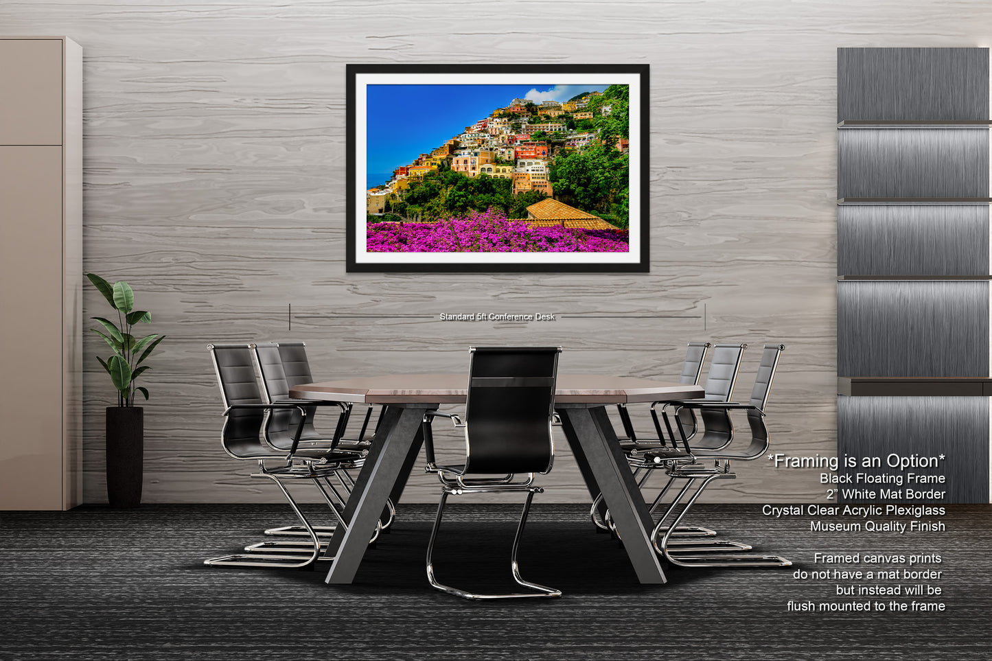 Positano Italy Canvas Print, Italy Photography, Amalfi Coast Photo, Photo Art, Positano Photography, Pink Flowers