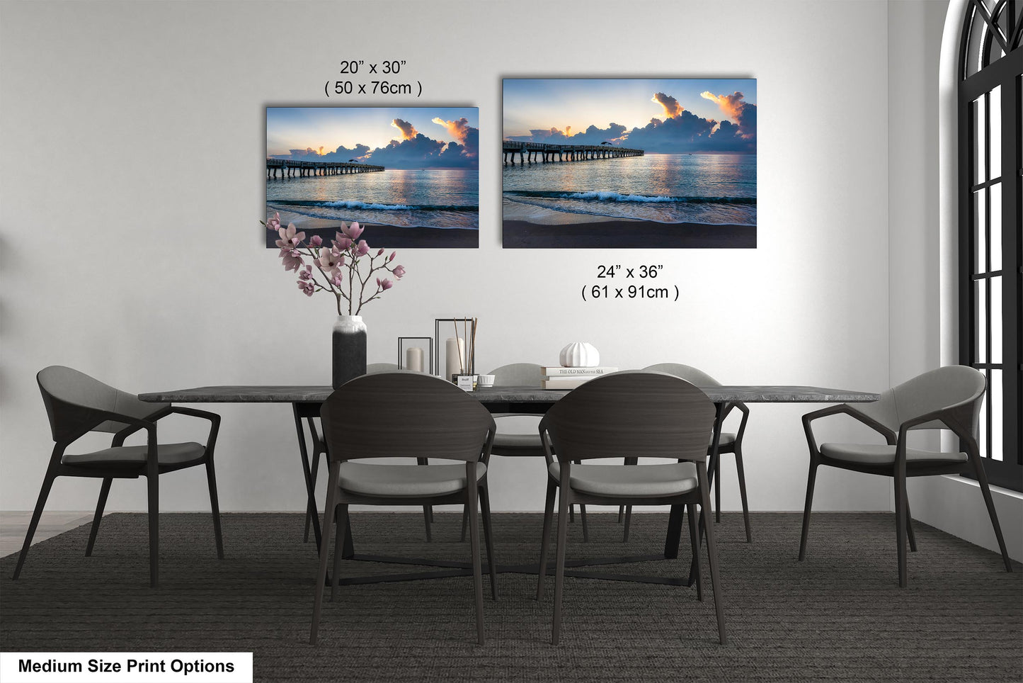 Sunrise at Lake Worth Beach and Pier Photograph Fine Art Print Canvas Acrylic Metal Wall Decor