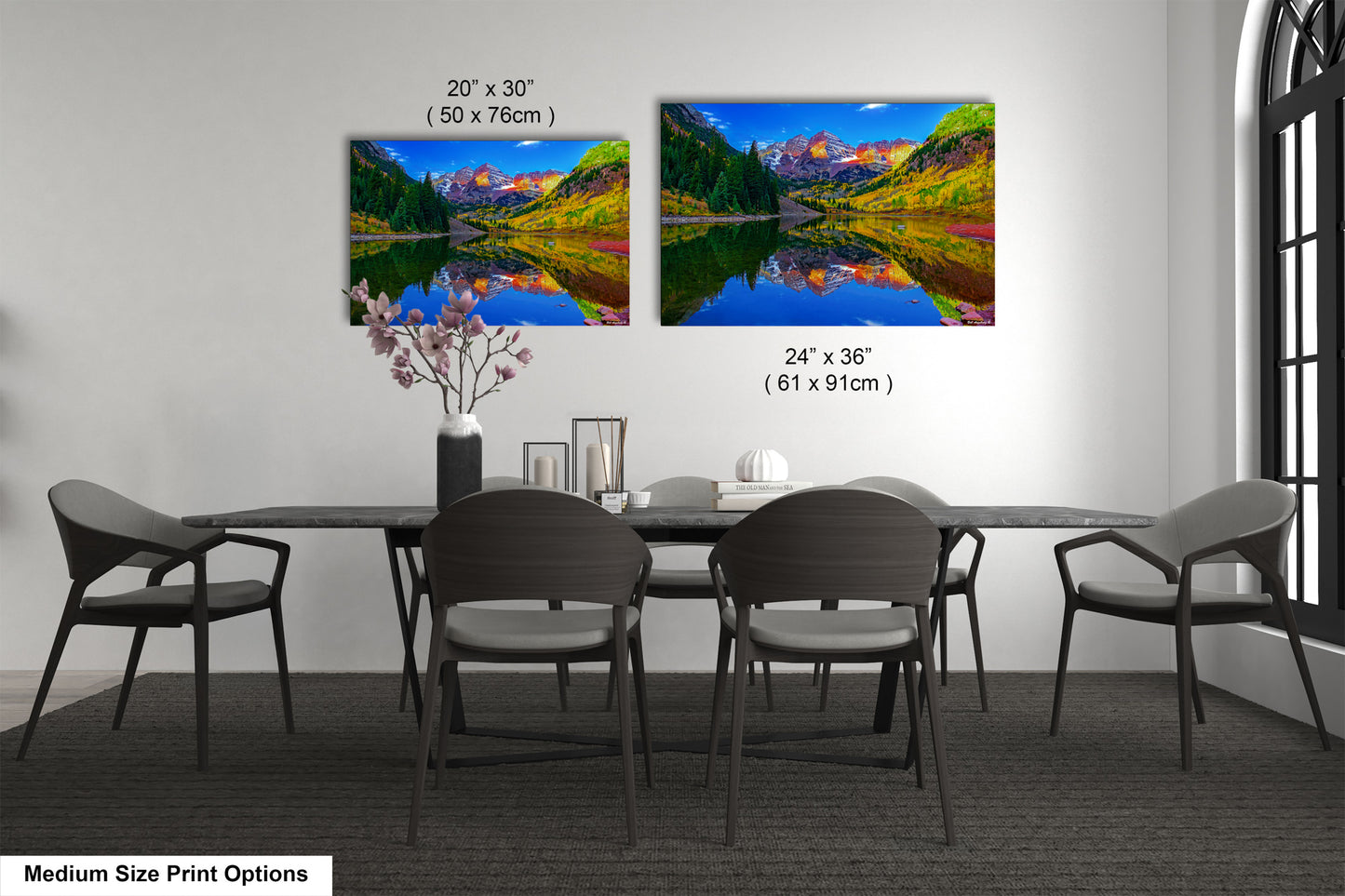 Maroon Bells canvas print, Colorado wall art, autumn colors, sunrise picture, Aspen autumn, nature photography, mountain wall art
