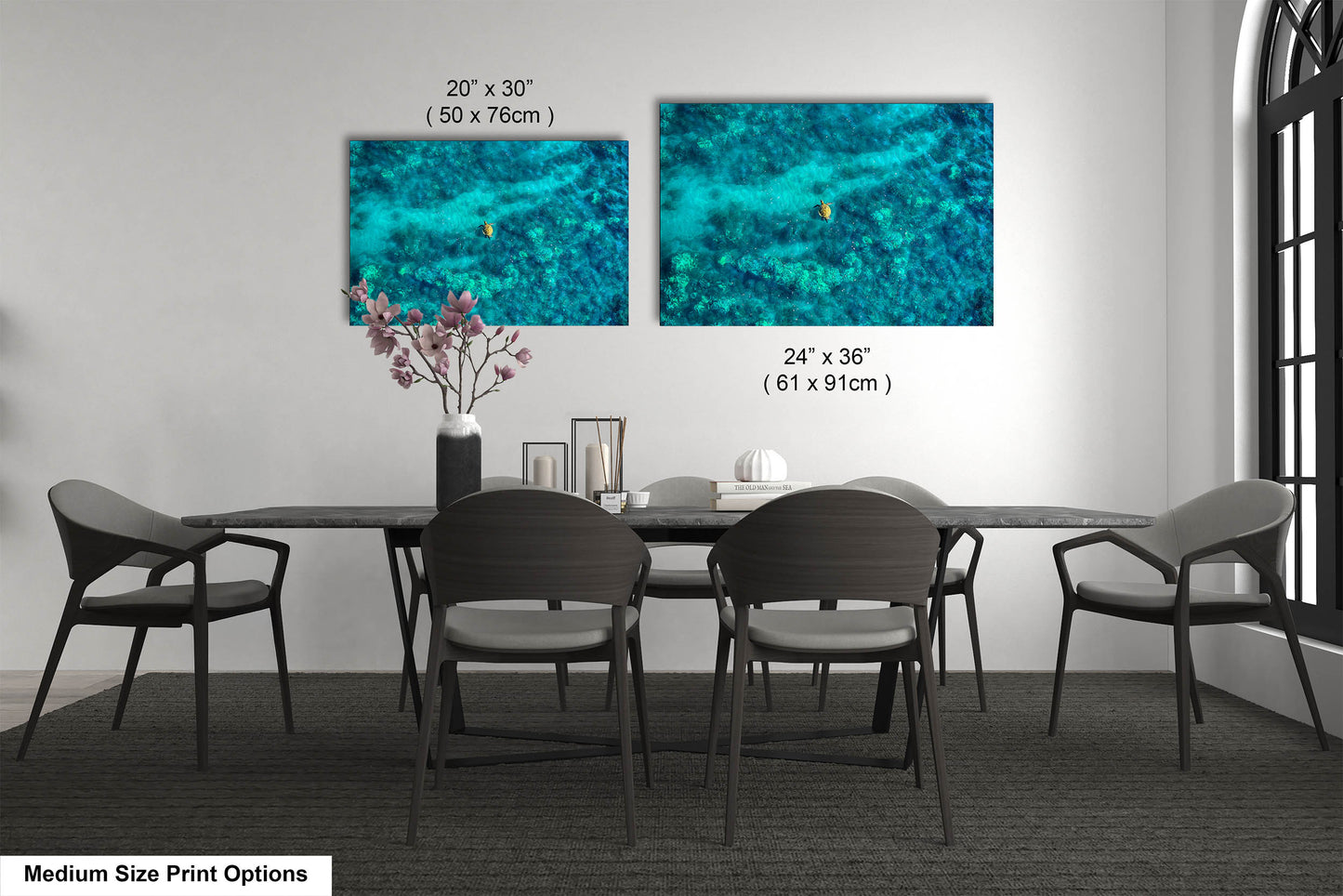 Sea Turtle Wall Art - Aerial Ocean Photography Print, Tropical Underwater Decor, Marine Life Artwork for Coastal Homes