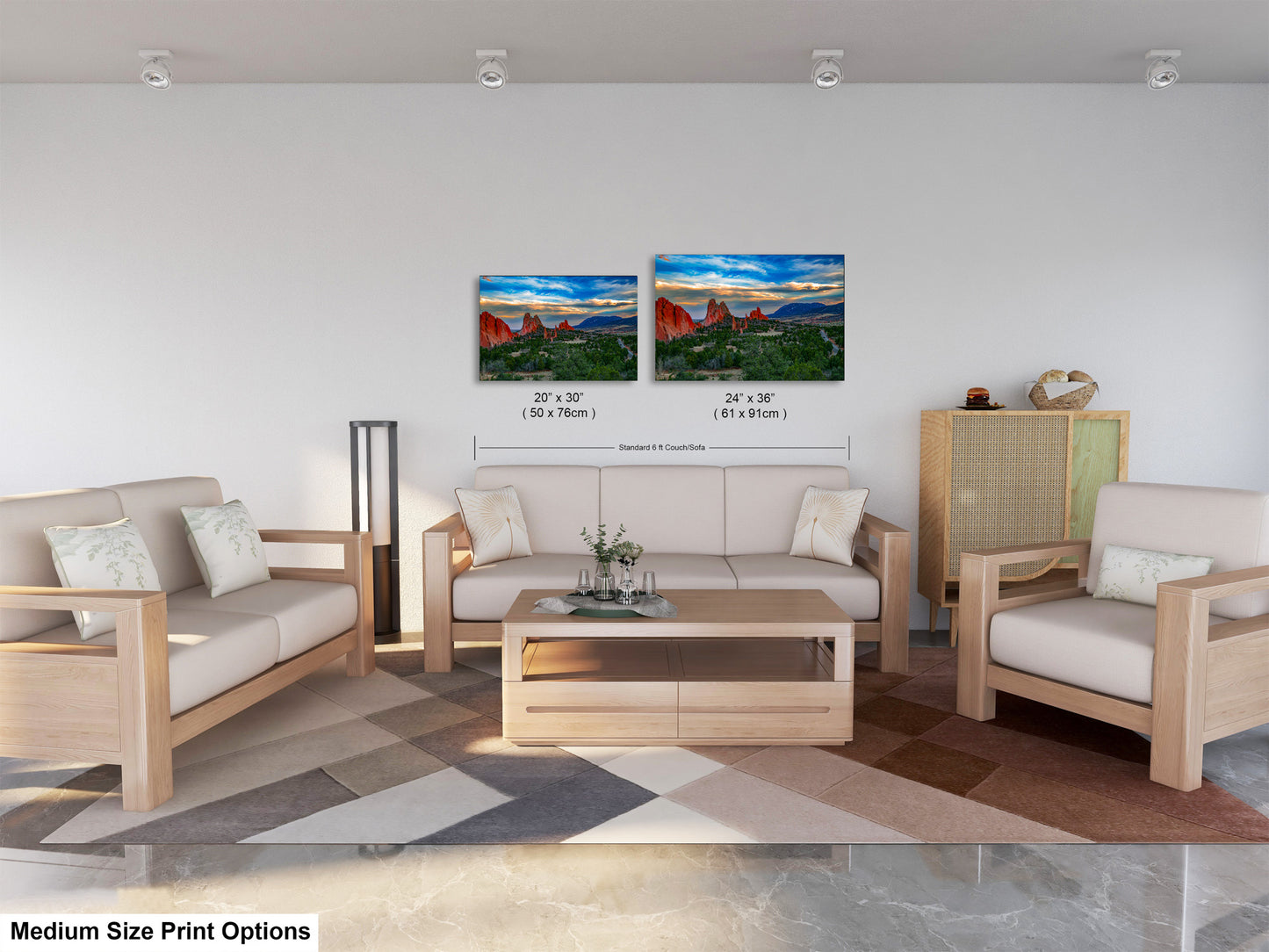 Colorado Springs Garden of the god's, landscape wall art, Garden of god's art, office decor, colorado gifts, triptych, mountain decor