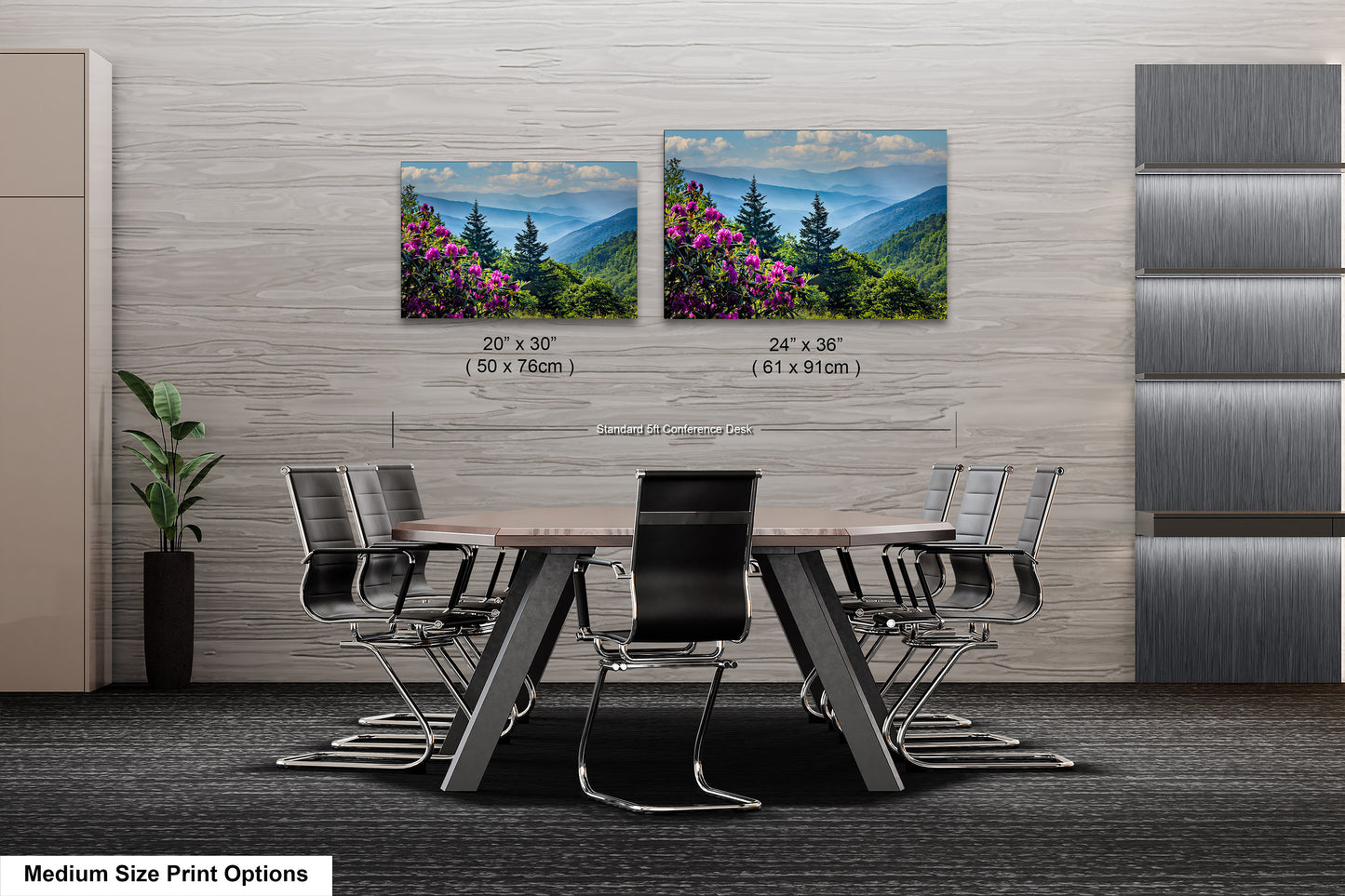 Blue Ridge Mountains and Rhododendrons, Blue Ridge Parkway, North Carolina, Photography wall art