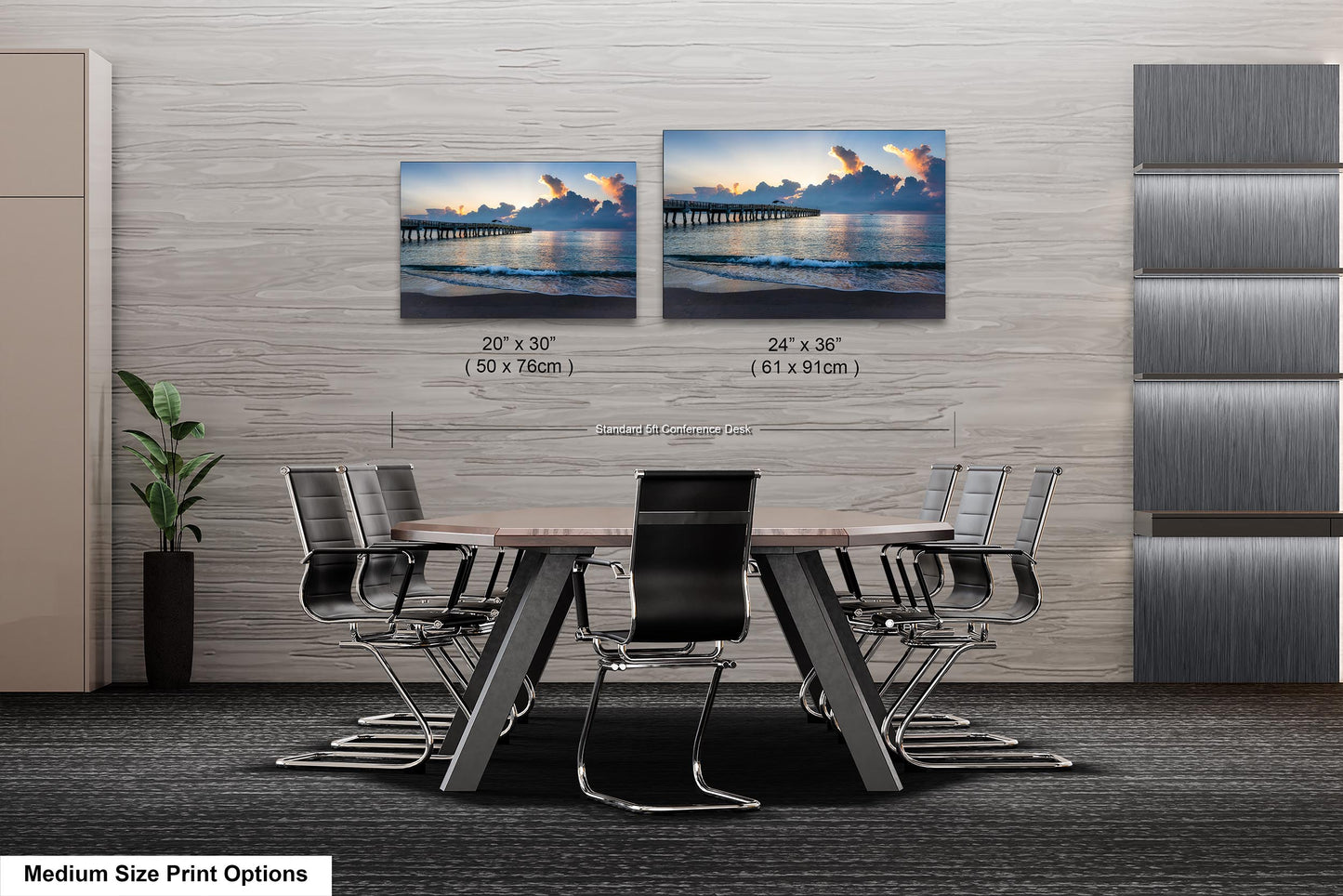 Sunrise at Lake Worth Beach and Pier Photograph Fine Art Print Canvas Acrylic Metal Wall Decor