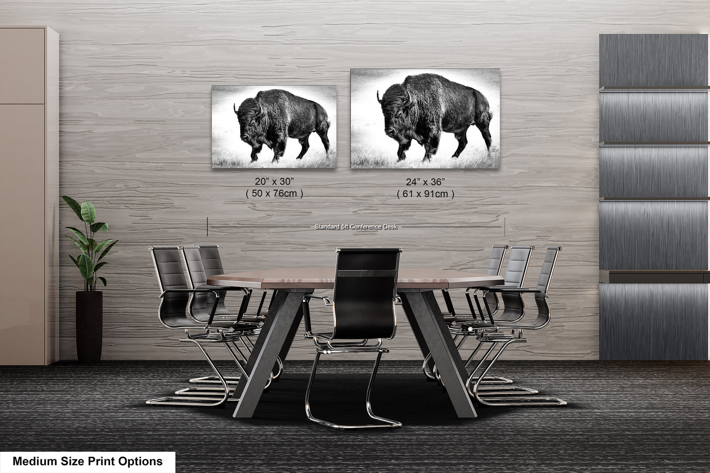 American Buffalo Original Canvas Art | Bison Canvas Print Wall Art | Buffalo Home and Office Art Print Wall Decor | Black & White Print
