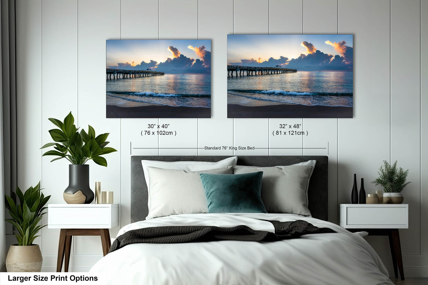 Sunrise at Lake Worth Beach and Pier Photograph Fine Art Print Canvas Acrylic Metal Wall Decor
