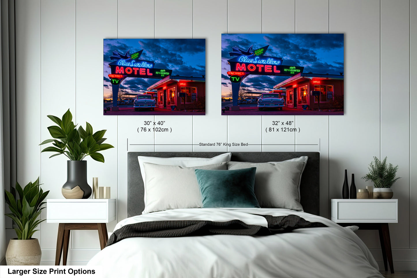 Route 66 Sign - Blue Swallow Motel - Iconic Route 66 Photo: Americana Neon Sign Photography Print - New Mexico Road Trip Wall Art