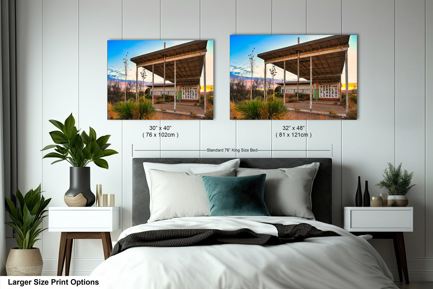 Abandoned Gas Station Mural Art Print | Lobo Texas Ghost Town Landscape | Desert Americana Wall Decor | Keep the Lonely Places Lonely