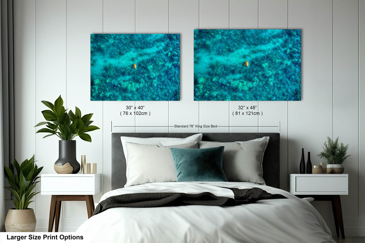 Sea Turtle Wall Art - Aerial Ocean Photography Print, Tropical Underwater Decor, Marine Life Artwork for Coastal Homes