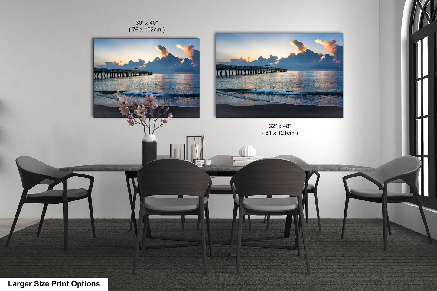 Sunrise at Lake Worth Beach and Pier Photograph Fine Art Print Canvas Acrylic Metal Wall Decor