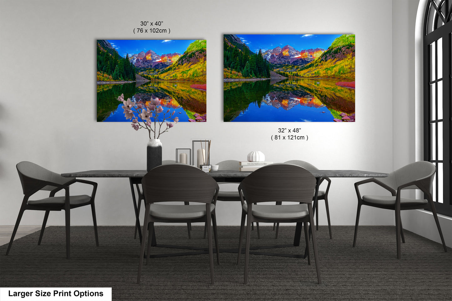Maroon Bells canvas print, Colorado wall art, autumn colors, sunrise picture, Aspen autumn, nature photography, mountain wall art