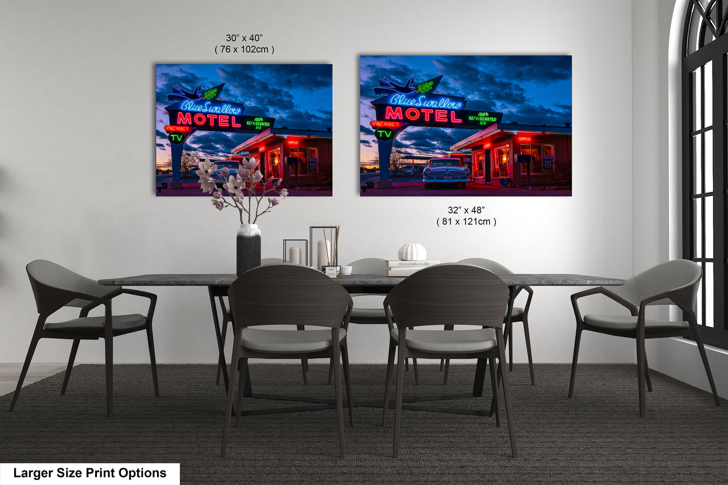 Route 66 Sign - Blue Swallow Motel - Iconic Route 66 Photo: Americana Neon Sign Photography Print - New Mexico Road Trip Wall Art