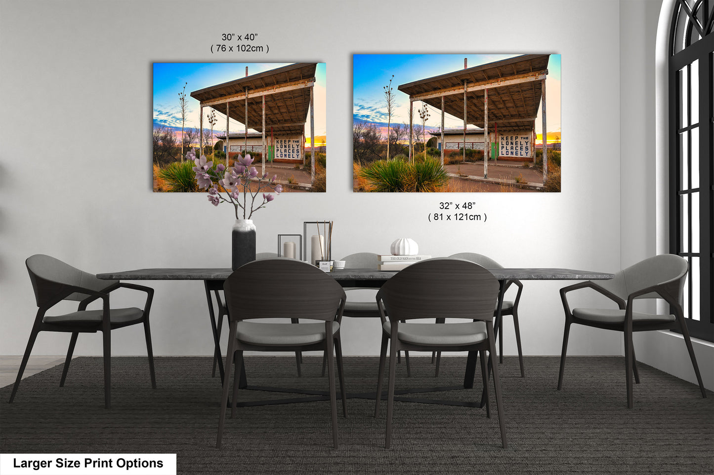 Abandoned Gas Station Mural Art Print | Lobo Texas Ghost Town Landscape | Desert Americana Wall Decor | Keep the Lonely Places Lonely