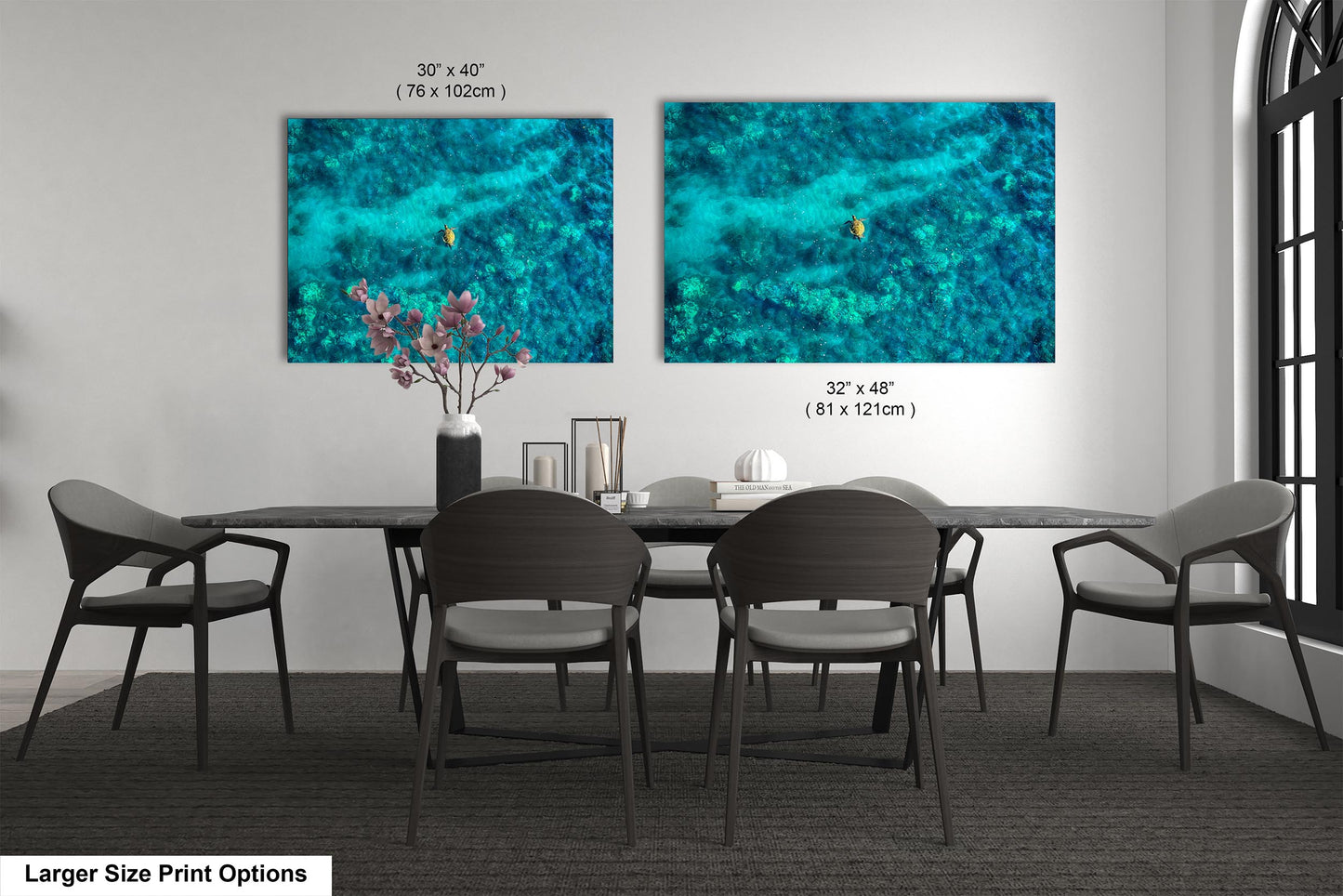 Sea Turtle Wall Art - Aerial Ocean Photography Print, Tropical Underwater Decor, Marine Life Artwork for Coastal Homes