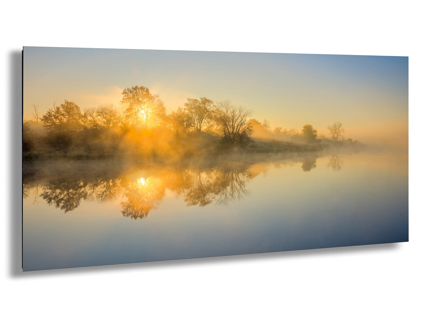 Sunrise Silhouette Lake Reflection Art Print - Serene Nature Wall Decor