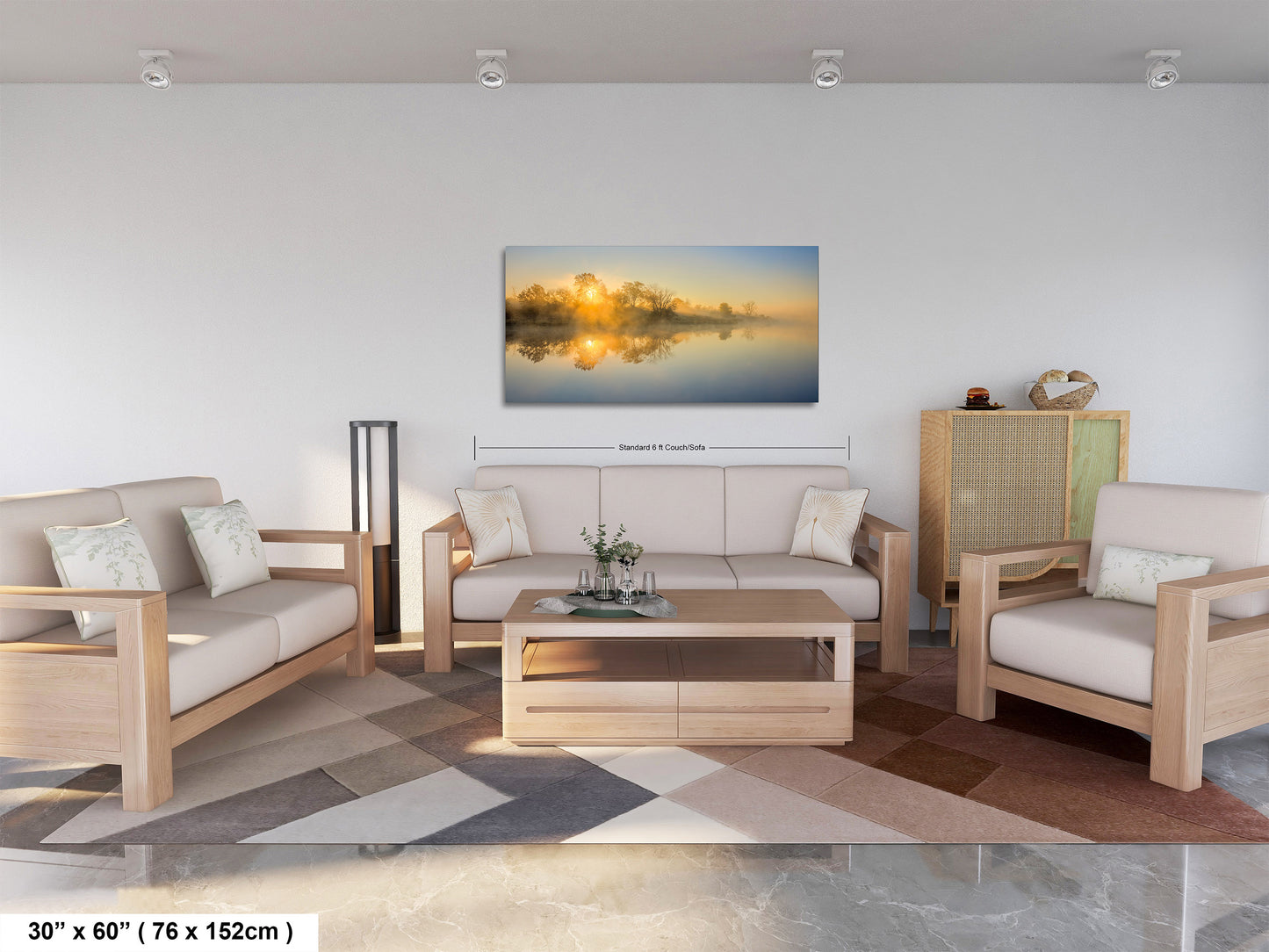 Sunrise Silhouette Lake Reflection Art Print - Serene Nature Wall Decor
