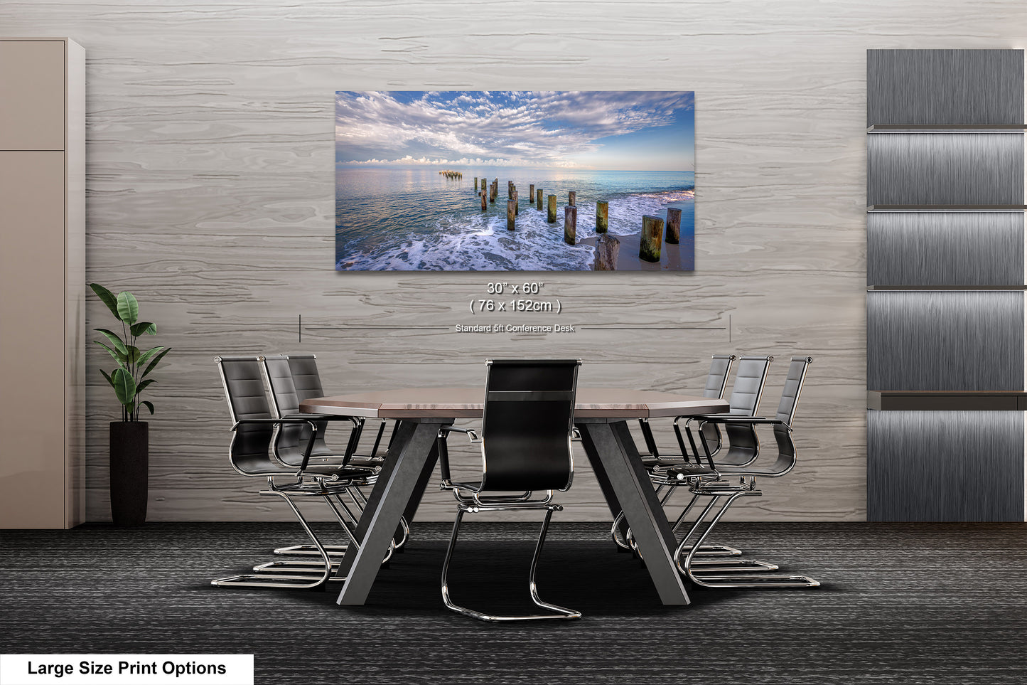 Naples Beach Canvas Art with Historic Pillars - Florida Gulf Scenic Decor