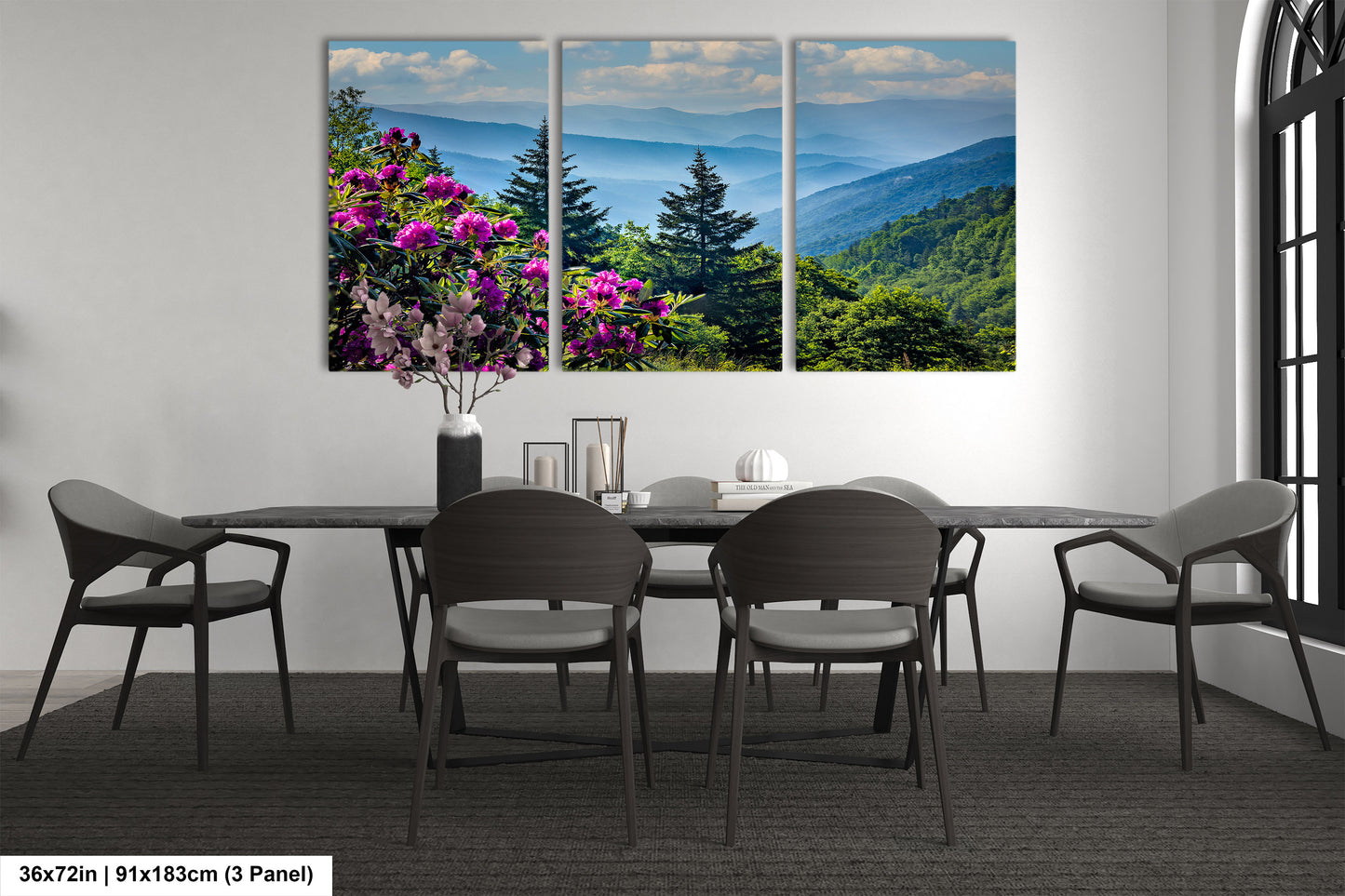 Blue Ridge Mountains and Rhododendrons, Blue Ridge Parkway, North Carolina, Photography wall art