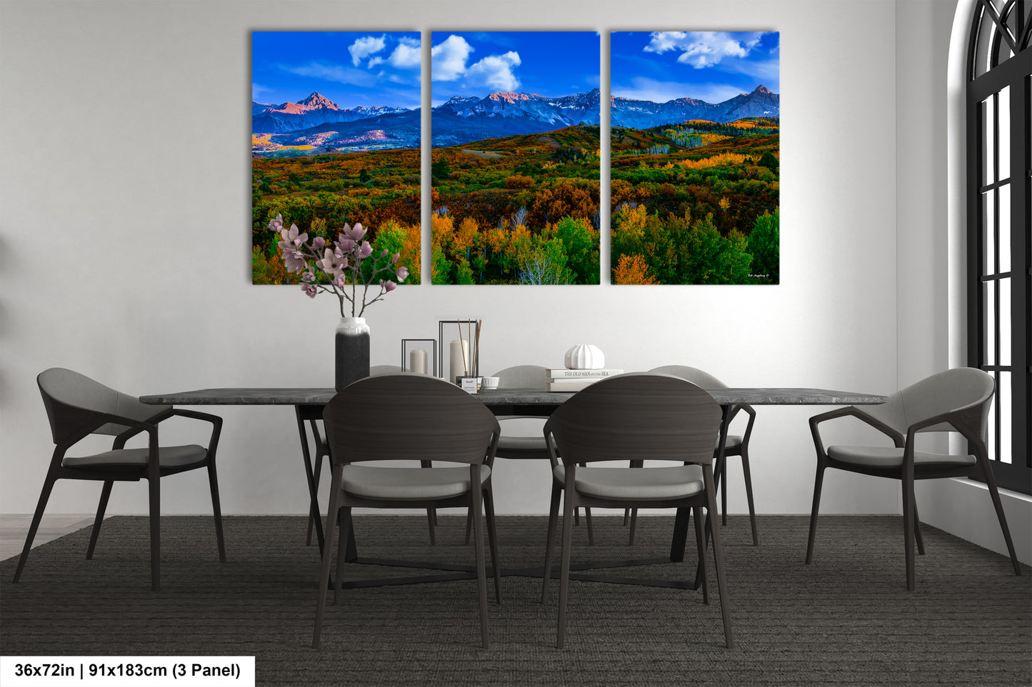 Colorado mountain decor, San Juan mountains in autumn, farmhouse decor, 3 piece wall art, fall colors, Colorado photography, mountains canvas art