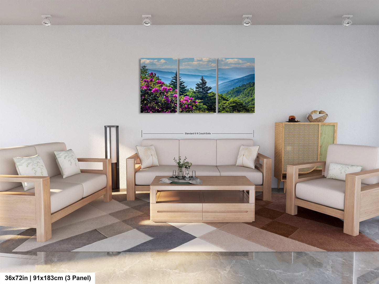 Blue Ridge Mountains and Rhododendrons, Blue Ridge Parkway, North Carolina, Photography wall art