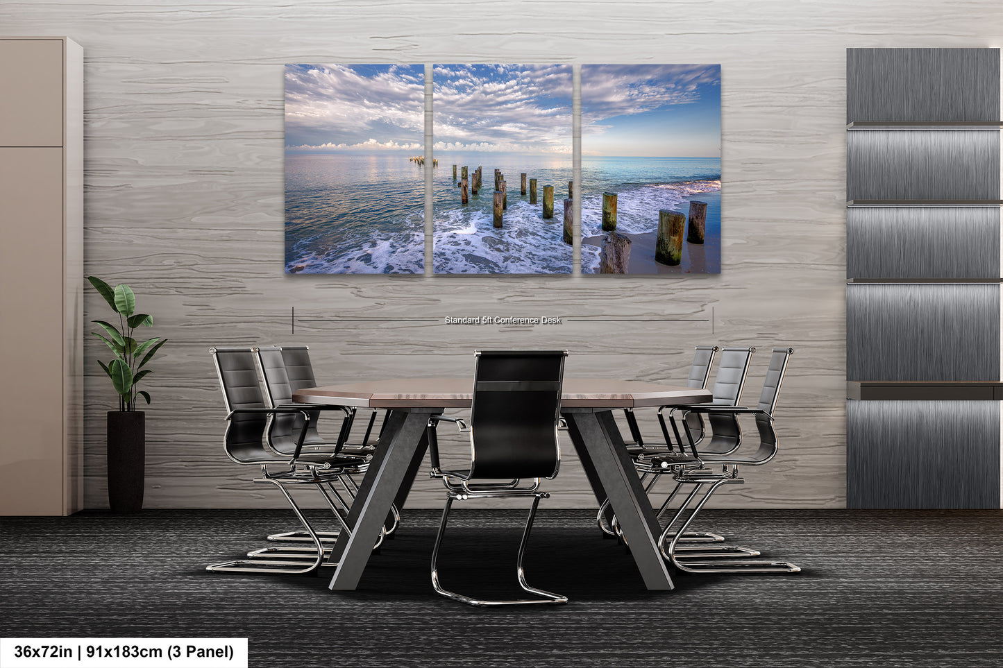 Naples Beach Canvas Art with Historic Pillars - Florida Gulf Scenic Decor
