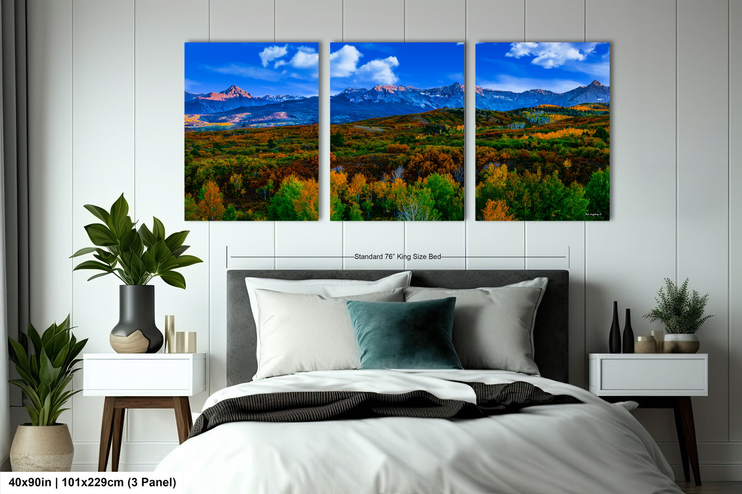 Colorado mountain decor, San Juan mountains in autumn, farmhouse decor, 3 piece wall art, fall colors, Colorado photography, mountains canvas art
