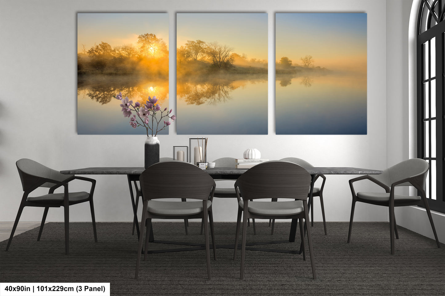 Sunrise Silhouette Lake Reflection Art Print - Serene Nature Wall Decor