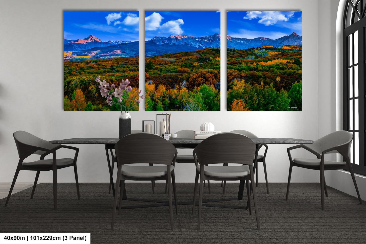 Colorado mountain decor, San Juan mountains in autumn, farmhouse decor, 3 piece wall art, fall colors, Colorado photography, mountains canvas art