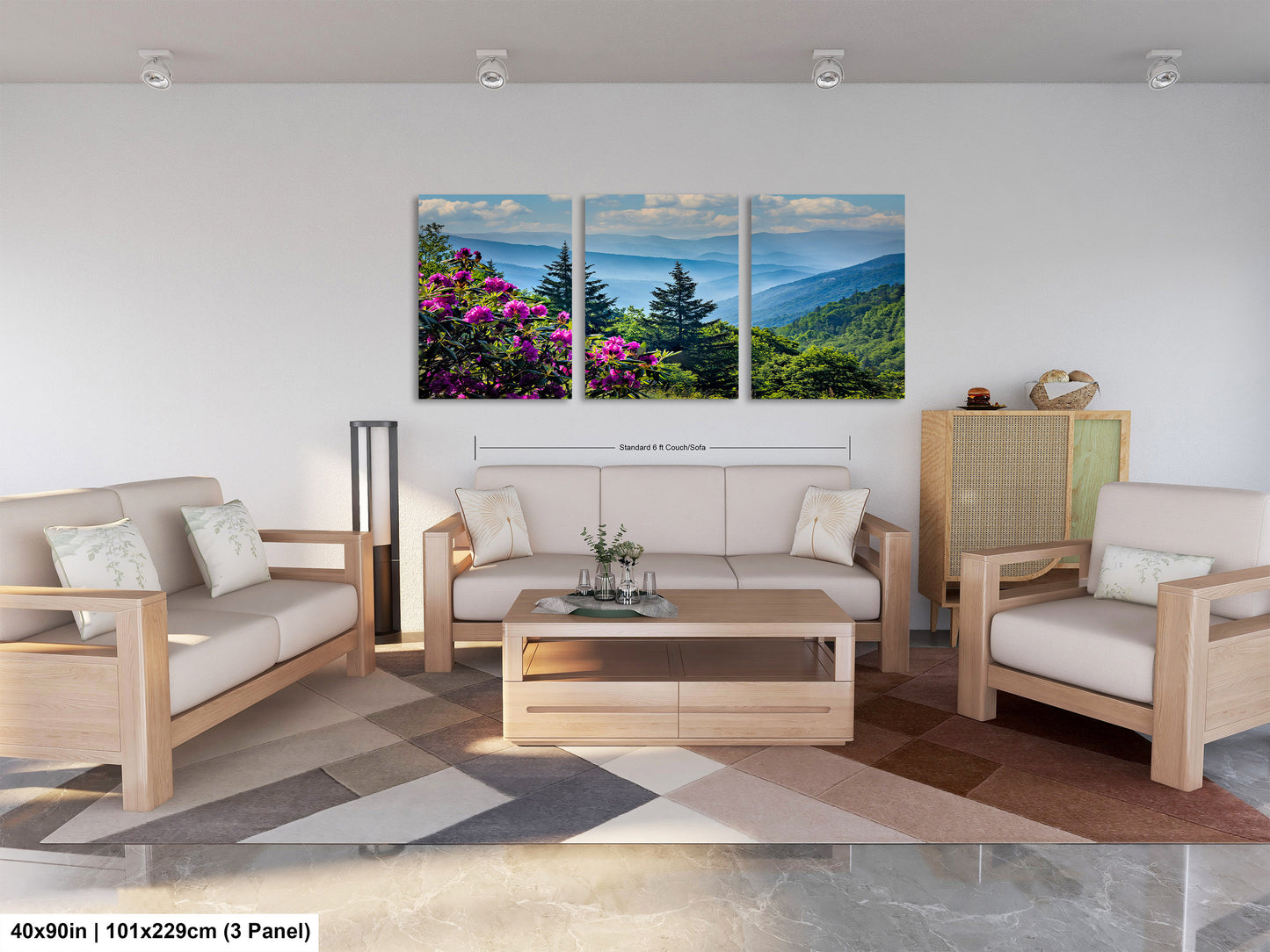 Blue Ridge Mountains and Rhododendrons, Blue Ridge Parkway, North Carolina, Photography wall art