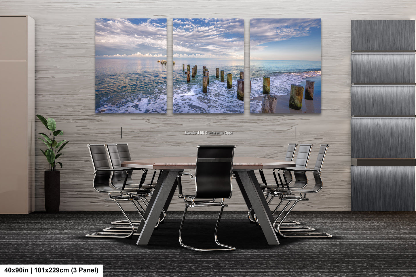 Naples Beach Canvas Art with Historic Pillars - Florida Gulf Scenic Decor