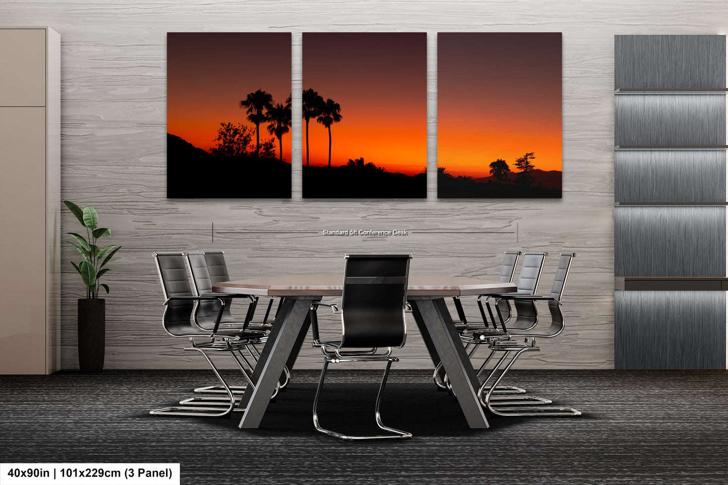 Santa Barbara Red Sunset on Canvas, Landscape Image, Canvas Print, Canvas Wall Art, Santa Barbara Night, Palm Trees Silhouette