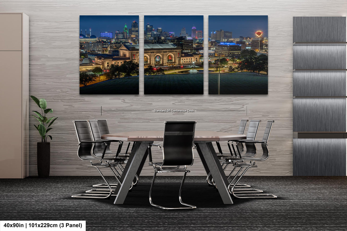 Union Station and Kansas City Skyline, Western Auto Neon Sign, Kansas City Wall Art