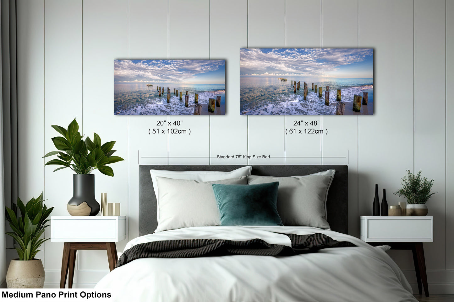 Naples Beach Canvas Art with Historic Pillars - Florida Gulf Scenic Decor