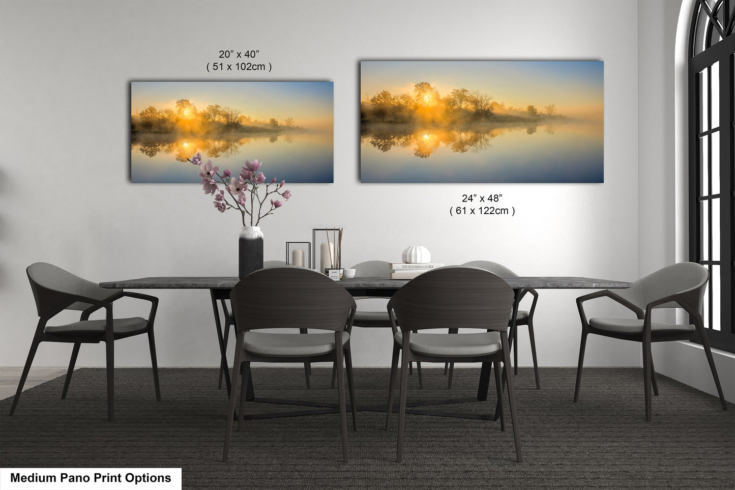 Sunrise Silhouette Lake Reflection Art Print - Serene Nature Wall Decor