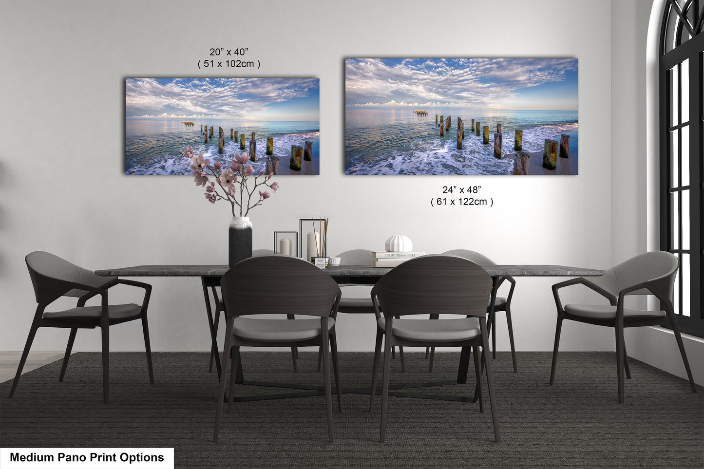 Naples Beach Canvas Art with Historic Pillars - Florida Gulf Scenic Decor