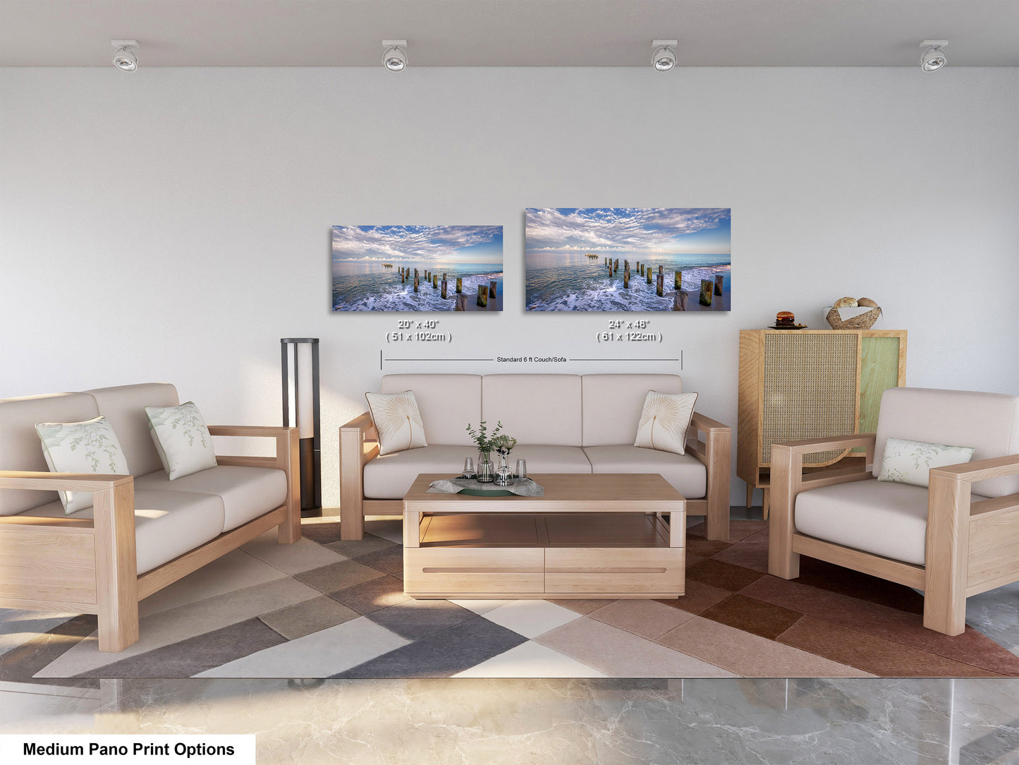 Naples Beach Canvas Art with Historic Pillars - Florida Gulf Scenic Decor